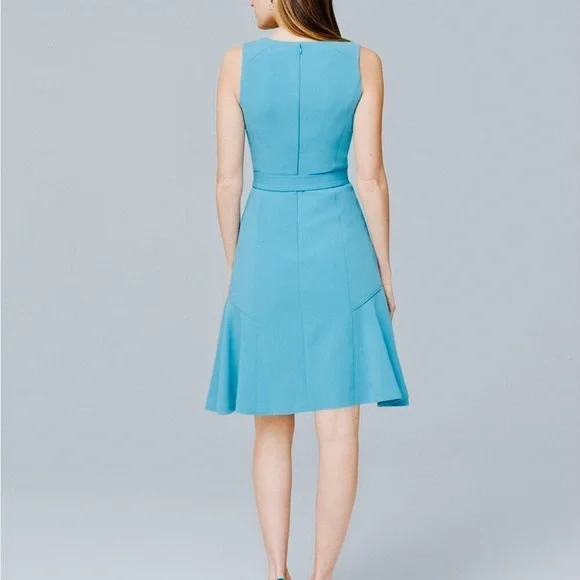 WHBM dress NWT 20W aqua teal flare sleeveless floppy hem alone dress oasis color - Picture 2 of 14